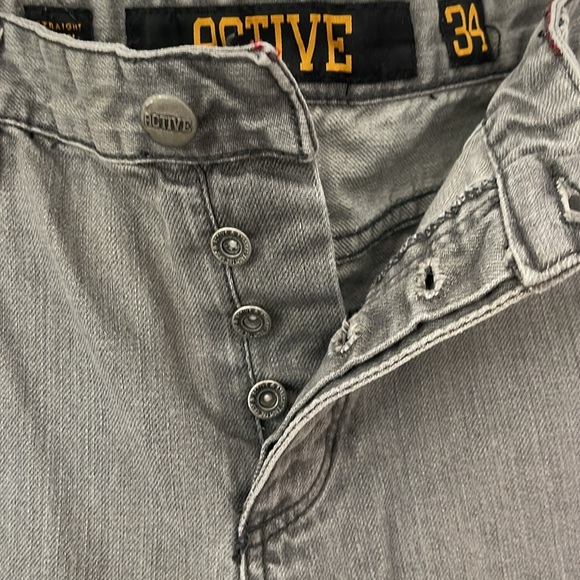 Active Ride Shop men’s gray grey tapered leg button fly denim jeans size 34 x 32 - Picture 5 of 14